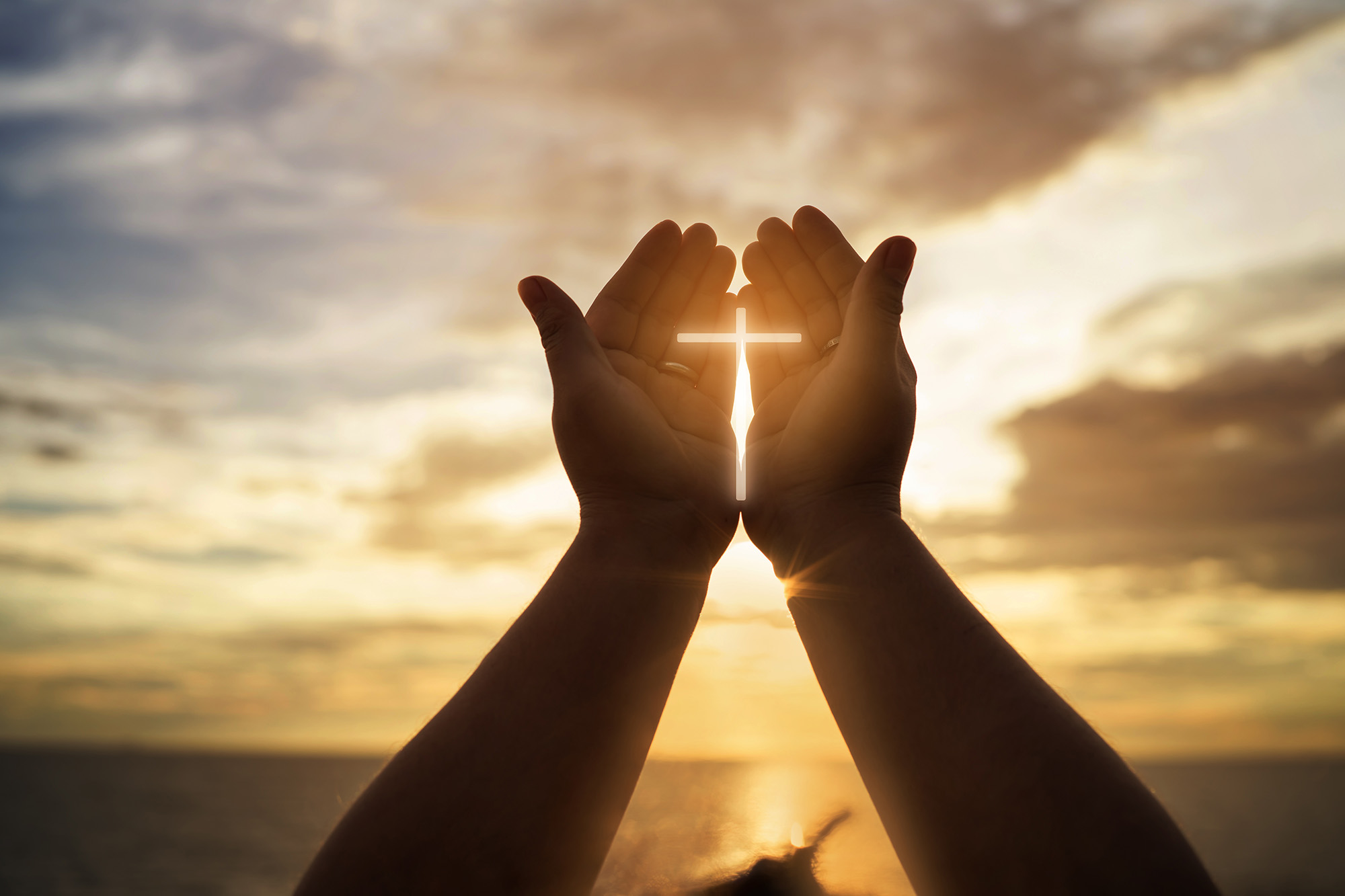Human hands open palm up worship.